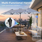 SUPERJARE 13FT Outdoor Umbrella for Patio, Double sided Pool Umbrellas with Fade Resistant Canopy, Large Table Umbrella for Deck, Market, Backyard - Blue & White Stripe
