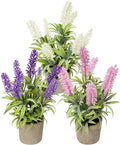 3 Colors Artificial Lavender Flowers Potted, Mini Fake Lavender Greenery, Indoor Fake Floral Decor for Home Office Desk Table Decoration