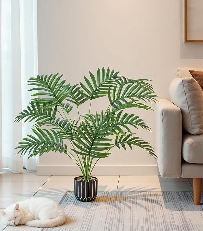 28" Artificial Areca Palm Plant Tall Fake Faux Plants Indoor Outdoor Tree for Living Room Home House Decoration