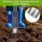 Bulb Planter Tool Long Handle with Stainless Steel Sharp Serrations, Sod Plugger for Lawn & Garden, Grass Plugger Tool with Soft Rubber Grip for Digging Holes Plant Bulb