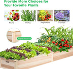 VIVOSUN 8×2Ft Wooden Raised Garden Bed, 97 x 25 x 11 Inches, Outdoor Wood Planter Box with Gloves and a Liner for Garden, Patio, Balcony, Backyard and Outdoors