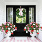 Artificial Flowers Plants for Outdoors, 6PCS UV Resistant Faux FlowersOutdoor Plants, Fake Petunias Silk Flowers for Garden Balcony Yard Porch Decor (White Red Pink)