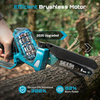 SEESII Brushless Mini Chainsaw 6 Inch, Handheld Saw with 2 * 2000 mAh Batteries, Cordless Chainsaw with Automatic Oiler, Compatible with Makita 18V Battery, Electric Saw for Tree Limb Branch Cutter
