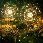 Solar Garden Lights Outdoor Decor Waterproof, 2Pack 120LED Firework Lights for Garden Decorative, Fairy Lights Solar Powered for Yard, Patio,Pathway,Flowerbed,Planter,Party(Warm White)