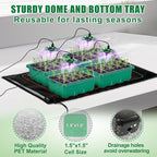 Seed Starter Tray with Grow Light & Heat Mat- 4 Pack 48 Cell Durable Easy Use Seed Starter Kit for Beginners, Thriving Seedling Germination Kit with Humidity Domes for Indoor Plant Growing Propagation