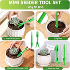 17Pcs Seed Planter Tool with 5-Hole Seed Dispenser & 6.9" Dibber & Succulent Tools Set, Plastic Planting Tools for Sowing, Bulbs, Seedlings-Includes Planting Labels