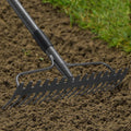 63'' Bow Rake Heavy Duty Garden Rake with Stainless Steel Handle, Tines Metal Head Rake Tool for Loosening Soil Gathering Leaf Leveling Lawn Farming Land Management Yarn Thatch Rake