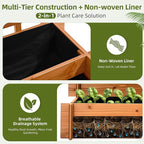3-Tier Raised Garden Bed with Trellis, 43.3" H Fir Wood Planter Box with Non-Woven Liner, Vertical Climbing Plant Support for Patio Yard, Outdoor Grow Beds for Flowers Herbs Vegetables Fruits