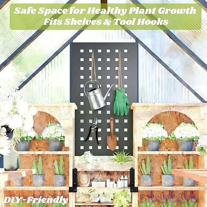 8x8 FT Greenhouse for Outdoors, Polycarbonate Greenhouse with Quick Setup Structure and Roof Vent, Aluminum Large Walk-in Green House for Outside Garden Backyard, Dark Gray