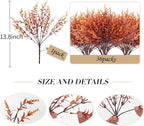 RECUTMS Fake Fall Plants for Outside Faux Lavender Flowers Fake Greenery Artificial Fall Flowers Outdoors UV Resistant Faux Autumn Plant Artificial Bushes for Bookshelf Balcony Bedroom Decor (Brown)