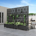 Casaphoria Metal Raised Garden Bed with Trellis and Wheels, 72"x47"x16" Planter Box for Climbing Plants, Vegetables & Vines, Features Drainage Holes and Privacy Screen (Black-Star)