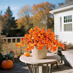 INXUGAO Fake Fall Flowers Artificial for Decoration 2PCS Faux Silk Fall Flowers Plants for Outdoors Outside Planters UV Resistant Looks Real for Front Door Porch Patio Garden Decor