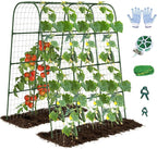 Nexum Cucumber Trellis for Raised Bed, 63"x47.2" U-Shape Garden Trellis for Climbing Plants Outdoor with Climbing Net, Metal Arch Plant Support for Cucumbers Tomatoes Peas Beans