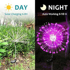 JJGoo Solar Firework Lights, 2 Pack 180 LEDs 2 Lighting Modes Solar Lights Outdoor Waterproof for Garden Patio Walkway Pathway Party Wedding Christmas Decorative - Pink