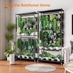 Bstrip Plant Cabinet with Pegboard, 3 Tier Plant Shelf with Grow Light, Metal Plant Stand with 4 Pack 96W Grow Lights for Indoor Plant, Foliage Plants, Seed Starting, 35.4"x13.8"x71"