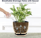 Sureasy Ceramic Plant Pots, 4.7 Inch Flower Pots for Indoor Plants, Succulent Pots with Saucer and Drainage Hole, Decorative Planter for Succulent, Cactus, Set of 4, Blue