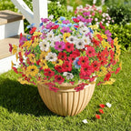 ATTGREAT Artificial Flowers Outdoors Spring Faux Flowers UV Resistant Fake Plastic Greenery Plnats Outside Bulk for Garden Hanging Planter Patio Home Decor, 24 Bundles (Multicolor)
