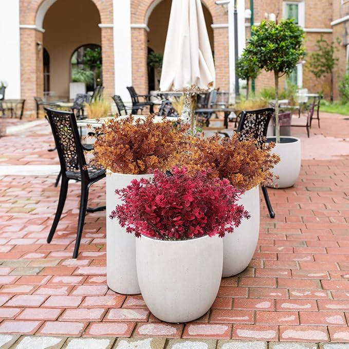 12Pcs Artificial Fake Flowers, Artificial Outdoor Mums,Artificial Fall Flowers, Fake Outdoor UV Resistant Autumn Plants for Home Kitchen Christmas Festival Thanksgiving Autumns Decoration (Brown)