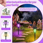 Qualirey 4 Pack Solar Bug Zapper Outdoor Waterproof Mosquito Repellent Killer Bug Zapper Lamp with LED Light for Outdoor Garden Patio Yard (Purple and Colorful Light,Black)
