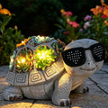 Unique Solar Garden Turtle Statue with I Love You LED Sunglasses and Succulent LED Lights, Lawn Decor Tortoise Figurine for Patio, Balcony Yard Ornament for Mom, Women & Grandma
