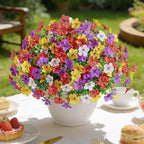 Alupssuc 20 Bundles Artificial Flowers for Outdoor Indoor Decoration, UV Resistant No Fade Fake Plants Eucalyptus, Colorful Faux Spring Flowers for Outside Yard Porch Patio Garden Home Window Box