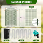 Uyittour 10 Pack Plant Protectors from Animals, 12" x 16" Round Metal Wire Garden Plant Cages to Keep Animals Out, Rabbit Proof Protection for Vegetables & Flowers with Stakes, Zip Ties & Gloves