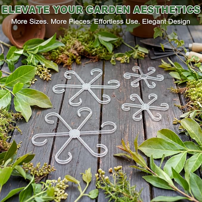 16 Pack Upgraded Plant Stem Supports, Nearly Invisible Plant Support for Indoor Plants, 4 Sizes Stem Holders for Climbing Houseplants, Reusable Plant Stabilizer, Indoor Plants Accessories
