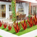 Large Tequila Rustic Sculpture, Rustic Metal Agave Plants for Outdoor Patio Yard, Home Decor Hand Painted Garden Yard Statue, Lawn Ornaments Yard Stakes (Red - L)