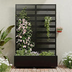Casaphoria Metal Raised Garden Bed with Trellis and Wheels, 72"x47"x16" Planter Box for Climbing Plants, Vegetables & Vines, Features Drainage Holes and Privacy Screen (Black-Harold)