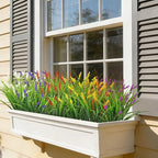 24 Bundles Artificial Plants Flowers Outdoor, Faux Lavender Flowers Fake Monkey Grass UV Resistant Plastic Plant for Porch Garden Patio Window Home Decor, Mixed Color