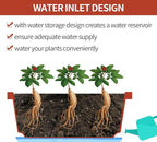 Window Box Planter, 7 Pack Plastic Vegetable Flower Planters Boxes 17 Inches Rectangular Flower Pots with Saucers for Indoor Outdoor Garden, Patio, Home Decor (Red)