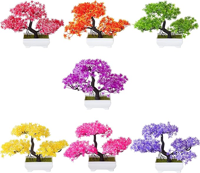 Artificial Bonsai Tree Cloud Pine Bionic Plant Indoor Small Fake Plants Decor Zen Garden Desk Home Desktop Office Bathroom Shelf Bedroom Living Room Decorations (Green)