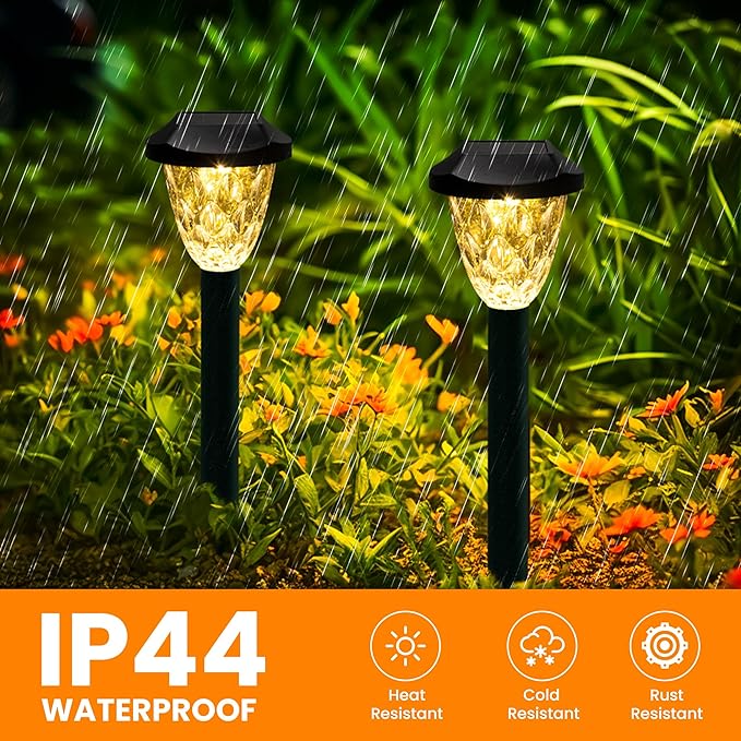GIGALUMI 10 Pack Solar Lights Outdoor, Solar Pathway Lights with Great Pattern, Waterproof Auto On/Off Solar Powered Light for Outside Yard Garden Walkway Driveway Lawn Pathway