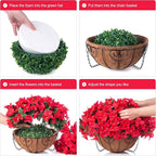 Artificial Fake Hanging Flowers for Outdoors Basket Spring Decor, Bougainvillea Faux Hanging Plants Outdoor Silk Flower in Planter Look Real UV Resistant for Outside Porch Patio Garden Yard Home, Red