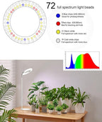 Yadoker 144 LEDs Full Spectrum Plant Grow Light for Indoor Plants，Height Adjustable, 6.3" Aluminum Housing,Automatic Timer with 8/12/16 Hours,10-Level Brightness,White Plant Light,2Pack