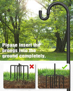 Breeze Touch 1Pack 92 Inch Adjustable Shepherd Hooks for Outdoor Outside, Heavy Duty with 7 Prongs Base, for Hanging Lantern, Hummingbird Feeder, Lightweight Plant, Wind Chime, Bird Feeder Hanger
