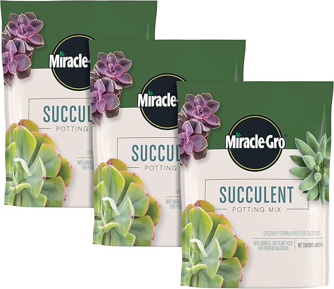 Miracle-Gro Succulent Potting Mix - Potting Soil Mix for Indoor Succulents, Aloe Vera and More, Made with Miracle-Gro Plant Food, 4 qt. (3-Pack)