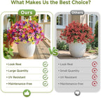 Alupssuc 24 Bundles Artificial Flowers for Outdoors Decoration, UV Resistant Silk Faux Floral Spring Fake Plastic Plants Greenery for Outside Indoor Patio Porch Window Box Home Decor, Mix 6 Colors
