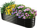 YSEJOMP 17" Tall Outdoor Garden Raised Garden Bed Kits, 5ft X 2ft Oval,0.8MM Thick Metal Raised Planter Bed/Ground Planter Box for Variety of Flowers,Herbs,Vegetables (Black, 60X24X16.5 Inches)