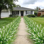 Roberly 24 Bundles Artificial Plants Outdoor, Fake Lavender Flowers UV Resistant Faux Shrubs Plastic Flowers Fake Greenery Plants for Porch Garden Window Box Home Indoor Outdoor Decorations, White