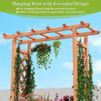 HAPPYGRILL Raised Garden Bed w/Trellis, 2 Wooden Elevated Planter Box w/Hanging Roof, Drainage Holes & Removable Bottom Panels for Climbing Vine Flower, Indoor Outdoor Wood Planter for Yard Patio