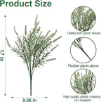 Artificial Faux Outdoor Plants for Spring Summer Decoration, 10 Bundles Fake Plastic Grass UV Resistant Look Real Fake Plants for Planter Outside Front Door Porch Patio Balcony Garden Indoor Yard Urn