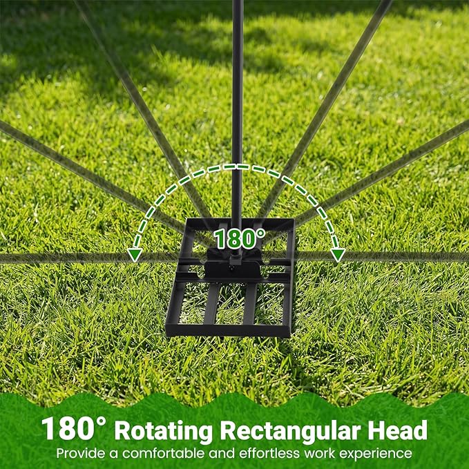 Goplus Lawn Leveling Rake, 30" x 10" Heavy Duty Level Lawn Tool w/ Ergonomic Handle for Soil, Effort-Saving Landscape Rake for Garden, Backyard, Golf Course, Farm, Pasture (Black)