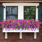 Artificial Flowers for Outdoors, 22 Bundles UV Resistant Fake Outdoor Flowers, Realistic Faux Outdoor Flowers for Decoration, Outside Fake Plants for Porch Garden Decor, Mixed Rose Red Purple