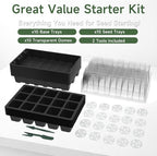 Gardzen 10-Pack Seed Starter Kits, Reusable Plant Germination Trays with Total 150-Cell, Seed Starter Tray with Humidity Vented Domes and Bases for Starting Vegetable Flower Herb Seeds 15" x 9"