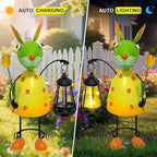 Solar Garden Rabbit Statues with Solar Lights Easter Decor Outdoor Rabbit Figurine Bunny Decor for Home Patio Lawn Yard,Birthday House Warming Gifts for Women, Mom, Grandma