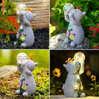 Goodeco Solar Cat Garden Statue - Outdoor Cat Decor with Solar Butterfly & Succulent Flowers LED Lights for Garden Enthusiasts - Ideal Gifts for Mom & Birthdays