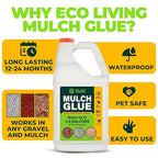 ECO LIVING SOLUTIONS Mulch Glue for Landscaping - Rock & Gravel Binder | Spray Glue for Paver Sealer | Landscape Glue for Mulch & Pebbles | Pet Safe & Plant Safe - 1 Gallon