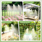 HIRALIY 360° Adjustable Drip Irrigation System 165FT, 1/4" Tubing with Adjustable Copper Nozzles, Automatic Atomizing Watering Kit for Garden, Yard, Lawn, Greenhouse & Potted Plants