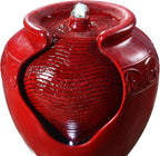 Teamson Home Outdoor Pot Fountain with LED Lights and Pump, Floor Water Fountain for Patio, Garden, Backyard, Decking Home Décor, 16.93 Inch Height, Red